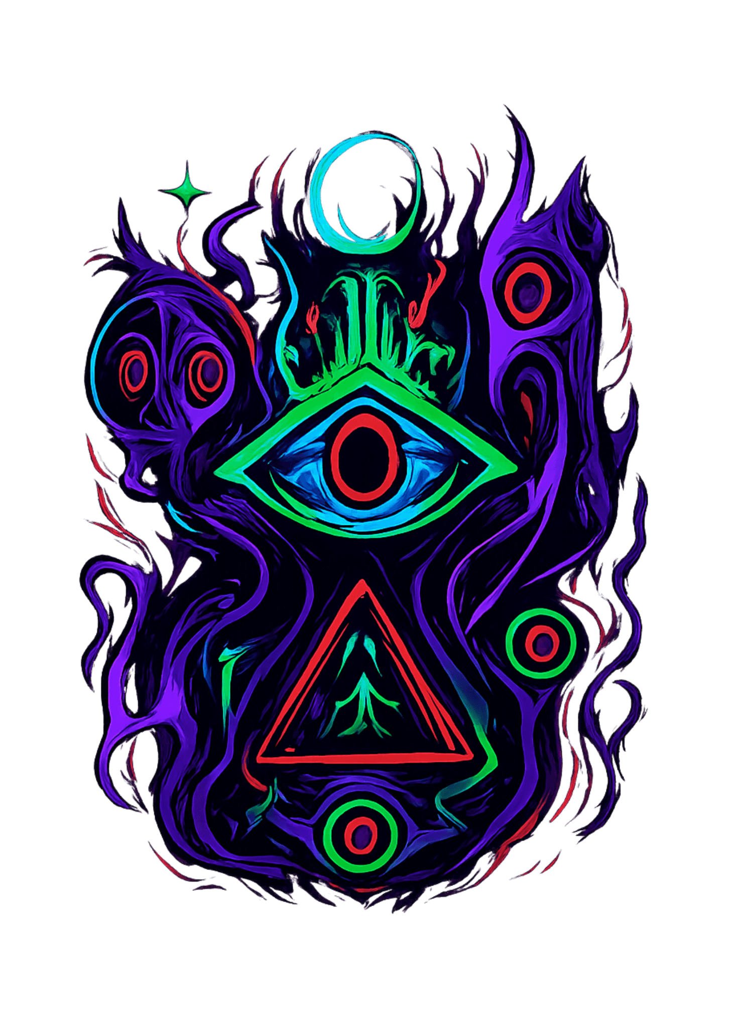 Psychedelic Eye Pyramid Trippy Cosmic Art
