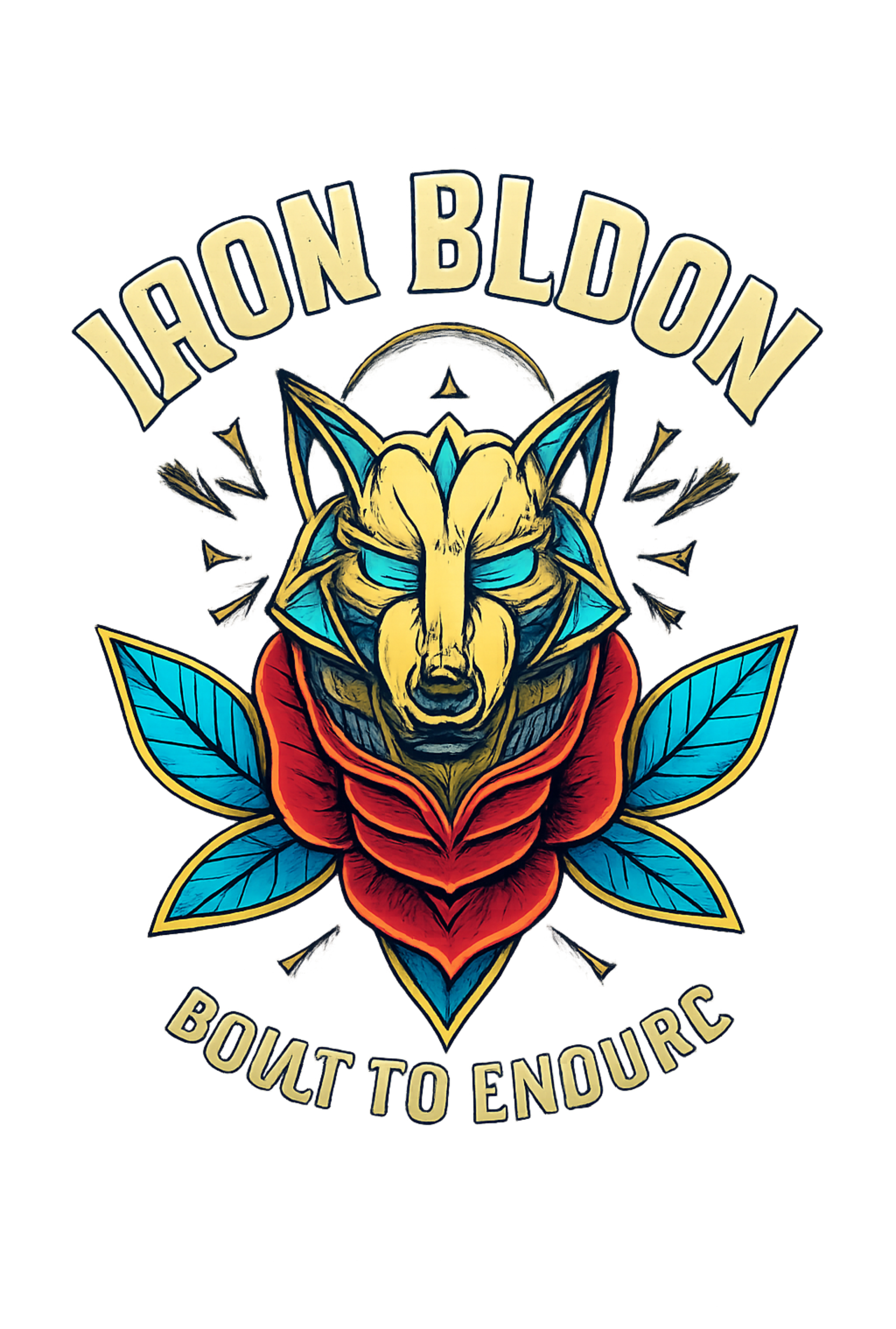 Iron Wolf Floral Emblem Tattoo Art