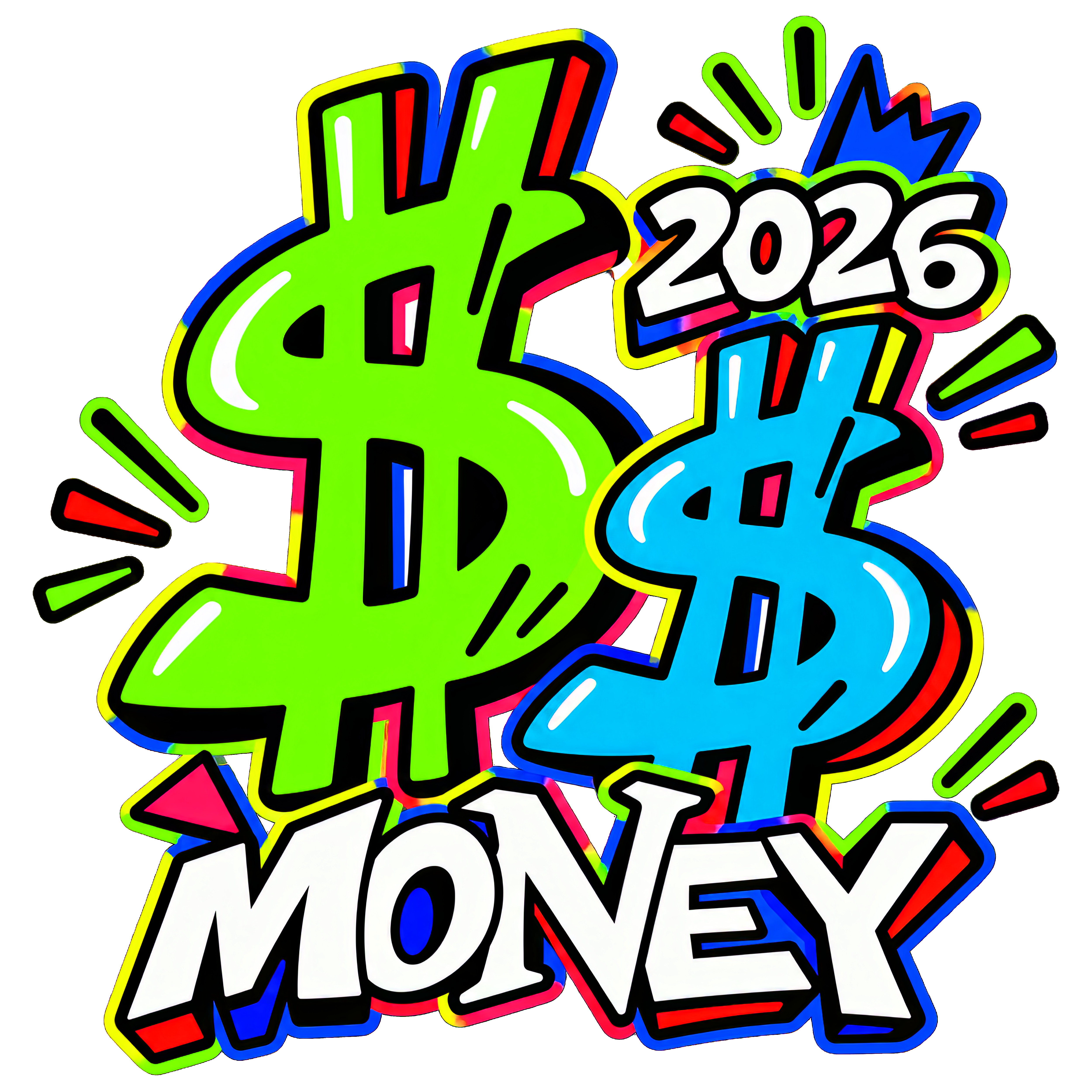 ملصق 2026 Wealth Targets Financial Independence Cash Symbol Grind من تصميم witpixels – OUBELLE