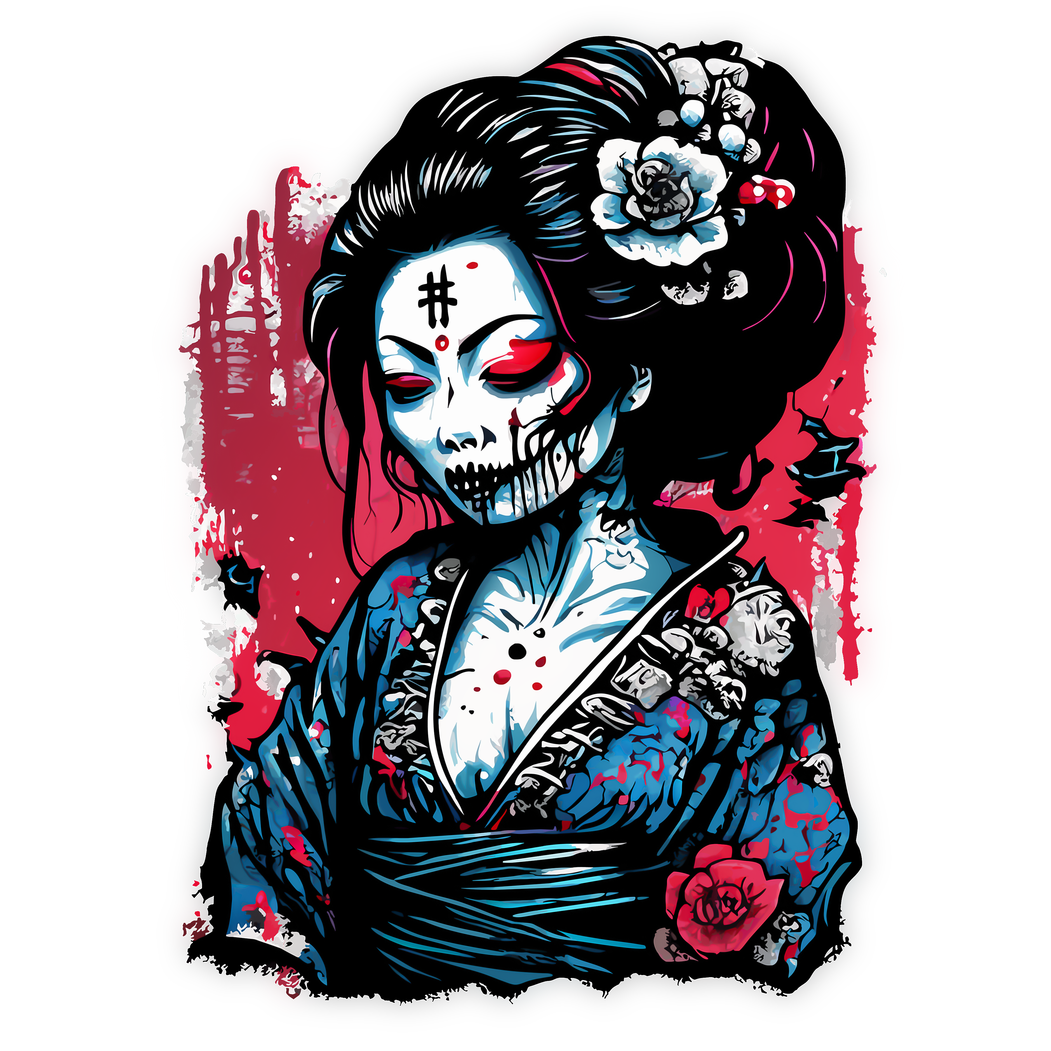 Dark Geisha Skull – Japanese Gothic Woman Skull Art