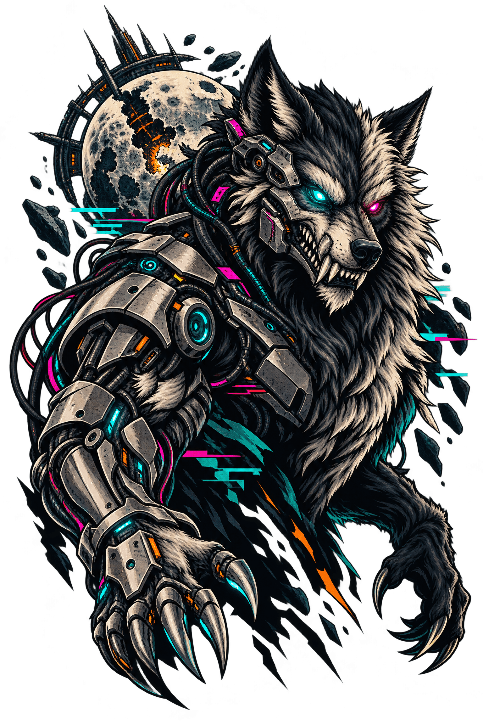 ملصق Cyber Werewolf Unleashed من تصميم Artagora – OUBELLE