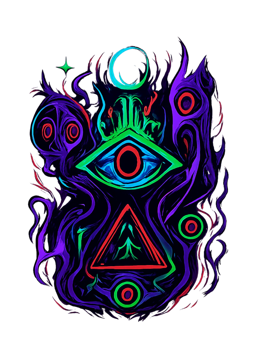 Psychedelic Eye Pyramid Trippy Cosmic Art