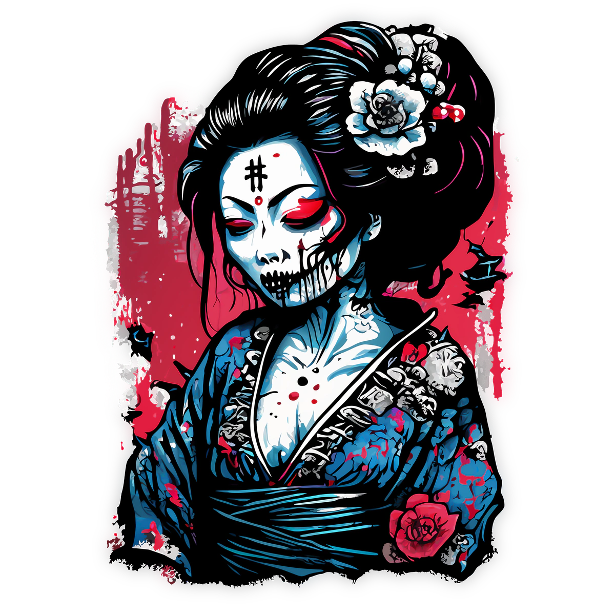 Dark Geisha Skull – Japanese Gothic Woman Skull Art